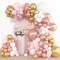 153pcs Rose Gold Balloon Garland Arch Kit, Different Sizes 18 12 10 5 inch Pink White Gold Latex Metallic Confetti Balloons